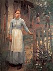 Sir George Clausen Canvas Paintings - The Girl at the Gate